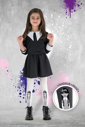 Dívčí vzorované punčochové kalhoty s potiskem BLACK DR2330 Knittex