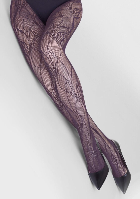 Síťované punčochy s květinovým motivem CHARLY F08 Marilyn